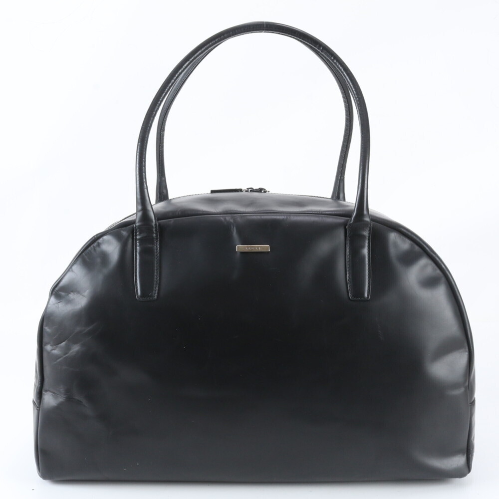 Gucci 012 2123 0328 Leather Boston Handbag Tote Bag Carry Black Men's